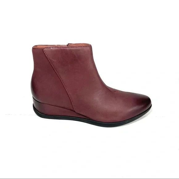 Dansko Serenity EU 39 US 8.5 - 9 Waterproof Wine Leather Wedge Booties Boots NIB - Picture 5 of 13